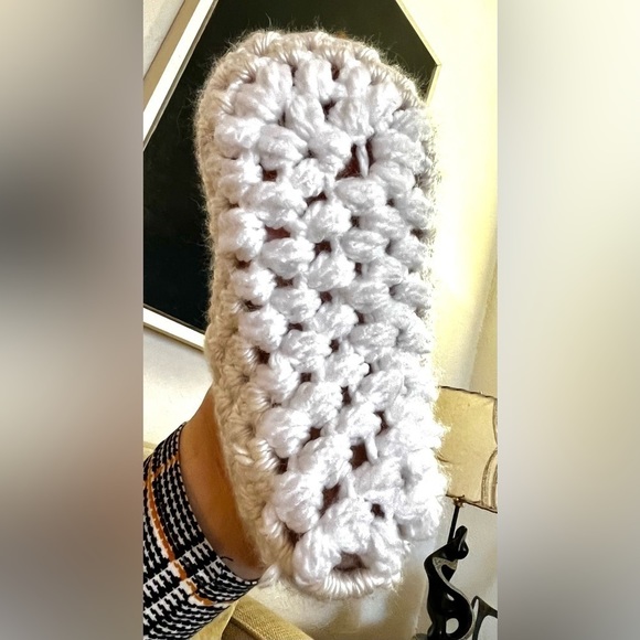 COZY HANDMADE CROCHETED MARY JANE SLIPPERS - Picture 7 of 10